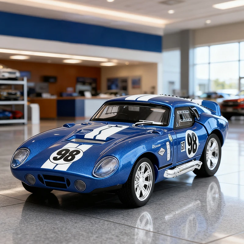 

1:32 Mustang Shelby Cobra Daytona Coupe, литая под давлением игрушечная модель автомобиля, звук и свет, детская игрушка, коллекционные предметы, подарок на день рождения
