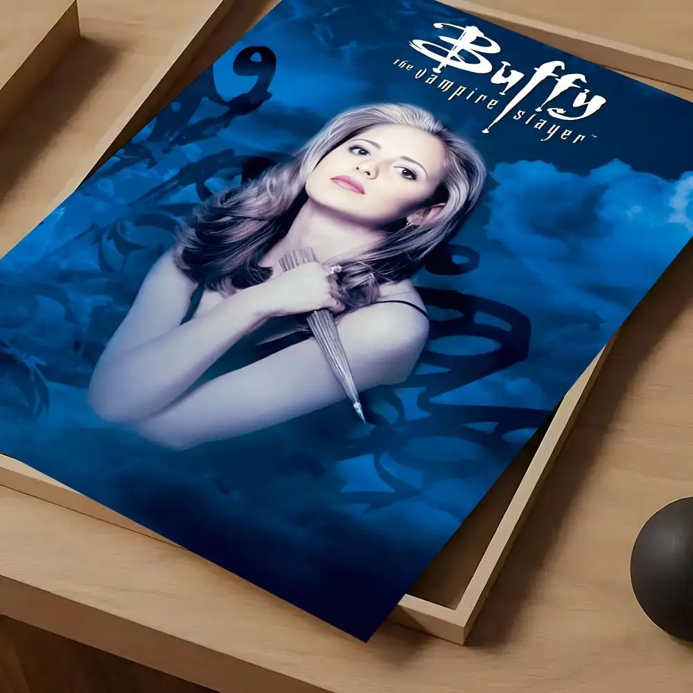 Movie B-Buffy Poster For Self-adhesive Art Waterproof Paper Sticker Coffee House Bar Room Wall Decor