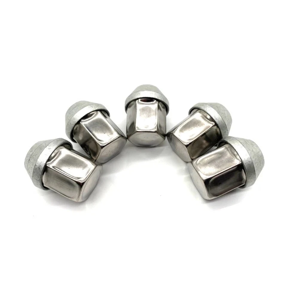 5pcs Wheel Nuts Set for Land For Rover For Evoque 2012 to 2019 LR001381 M14x1.5 Thread Steel Silver Construction