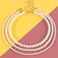 3Pcs/Set Multi-Layer Imitation Pearl Necklace Set for Girls Trendy Layered Choker Accessory Party Birthday Gift Ideas