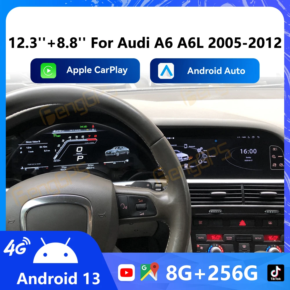 For Audi A6 A6L C6 4F 2005 - 2012 Car LCD Dashboard Digital Cluster Virtual Cockpit Android Car Radio Wireless Carplay Autoradio