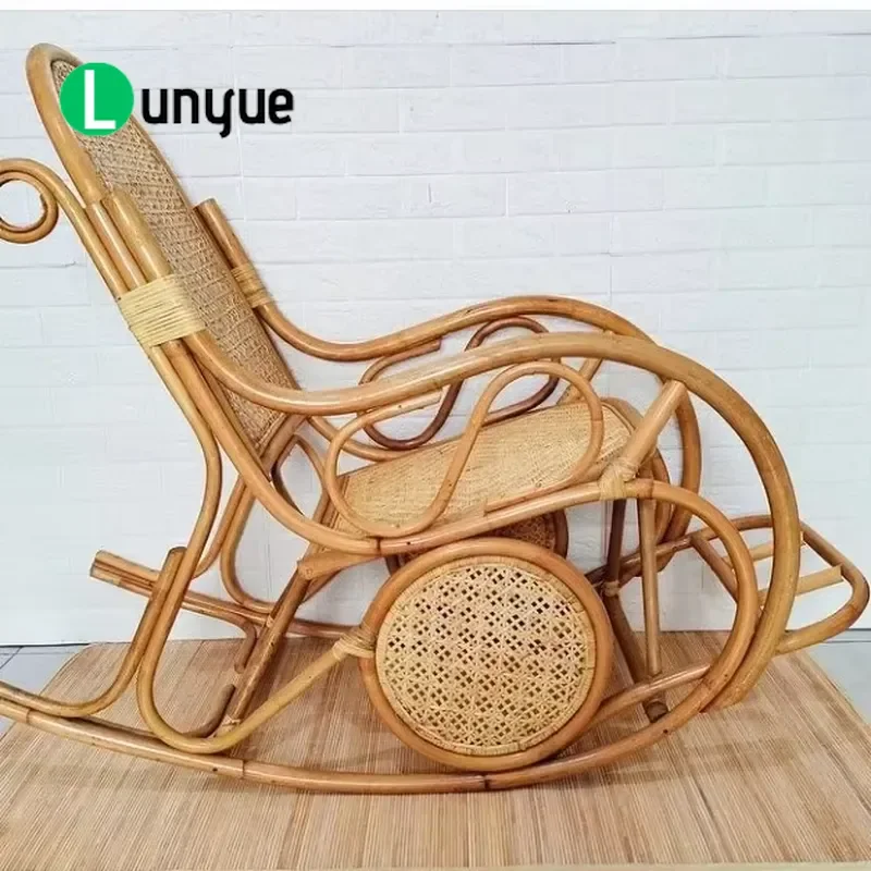 Natural Rattan Rocking Chair Handmade Classic Style Adult Leisure Seat Unique Design Garden Patio Furniture Comfortable