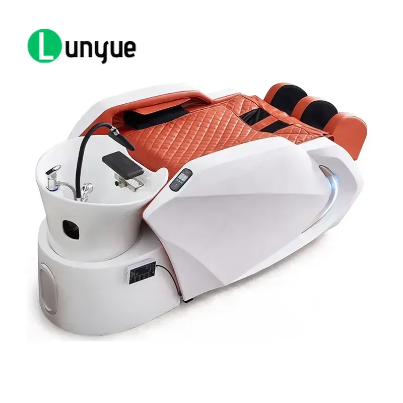 Luxury Electric Shampoo Bed Unit with Water Circulation Massage for Beauty Spa Thai Treatment Furniture