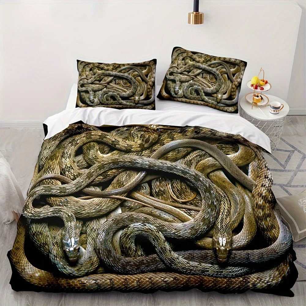

Soft and Cozy Snake Print Duvet Cover Set for Bedroom and Guest Room - Includes 1 Duvet Cover and 2 Pillowcases