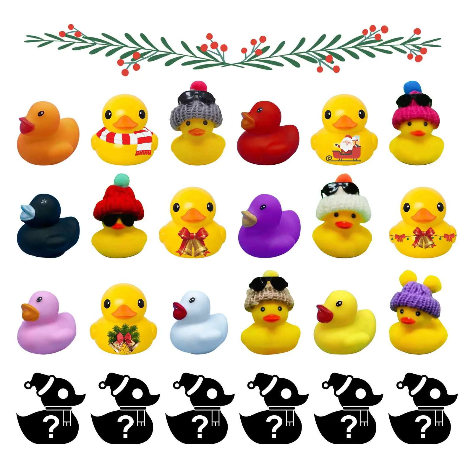 Christmas Advent Calendar With 24 Rubber Ducks 24 Days Countdown Calendar Rubber Ducky Bath Toy Creative Christmas Gifts