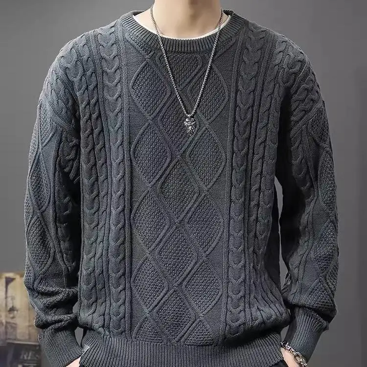 

Мужской вязаный свитер в американском винтажном стиле, осенне-зимняя новинка, свободный повседневный шерстяной свитер с круглым вырезом, молодежная одежда