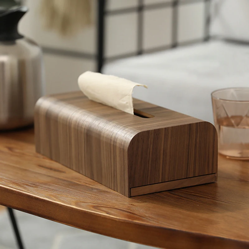 Walnut wood tissue box home paper table creative desktop storage box simple fashion living room tissue box