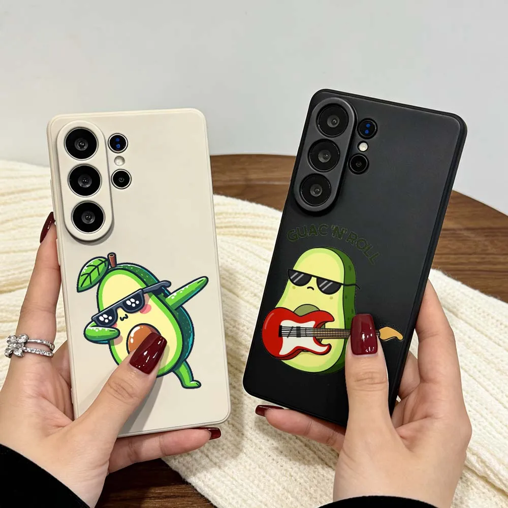 Cartoon Dancing Avocado For Samsung Galaxy S26 S25 S24 S23 Note 10 20 Plus Edge Ultra Lite FE Soft Phone Case Cover