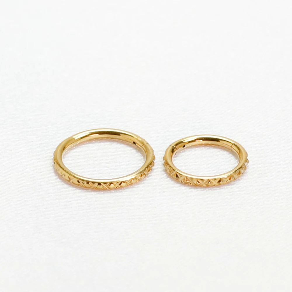 Titanium Septum Clicker Nose Ring with CZ Beads