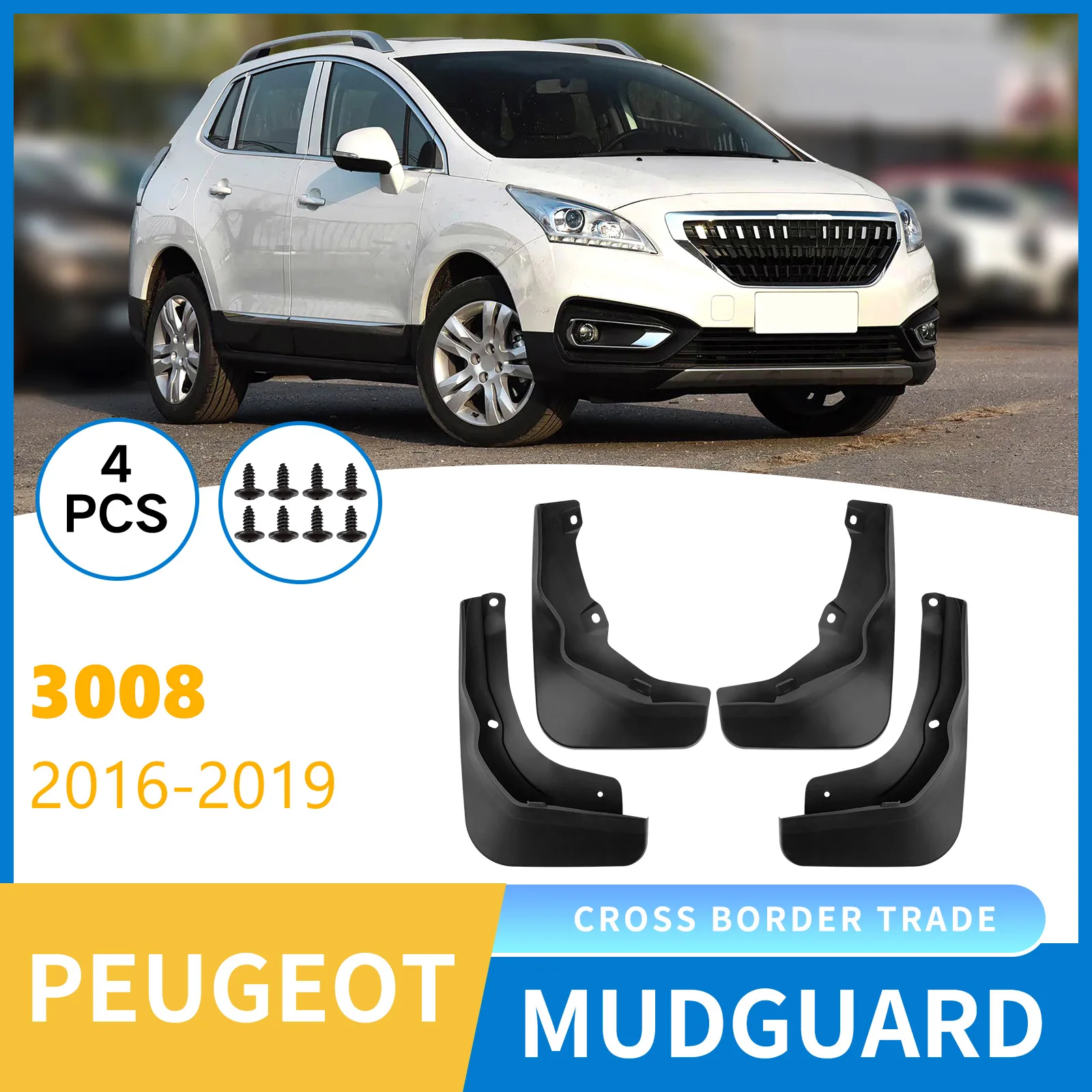 

Mudguard For Peugeot 3008 2016-2019 car tire mudguard modification,Front Rear Flares Splash Guards Cover Car Accessorie