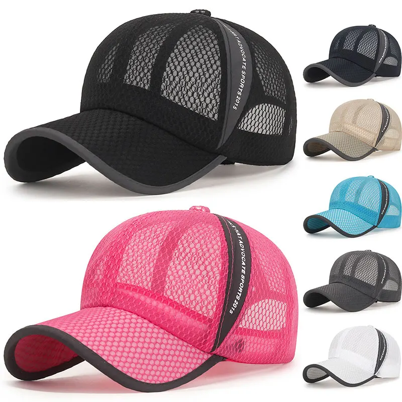 Summer Women Men Mesh Baseball Hats Outdoor Fishing Hat Breathable Quick Dry Sunhat Adjustable Snapback Hat Hip Hop Trucker Cap