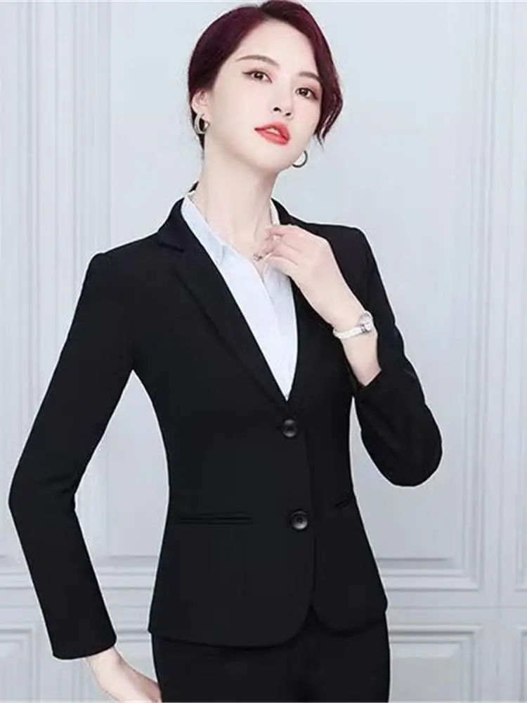 

Корейский женский деловой костюм Slim Fit, универсальная модная профессиональная рабочая одежда ort Sve с застежкой на одной пуговице