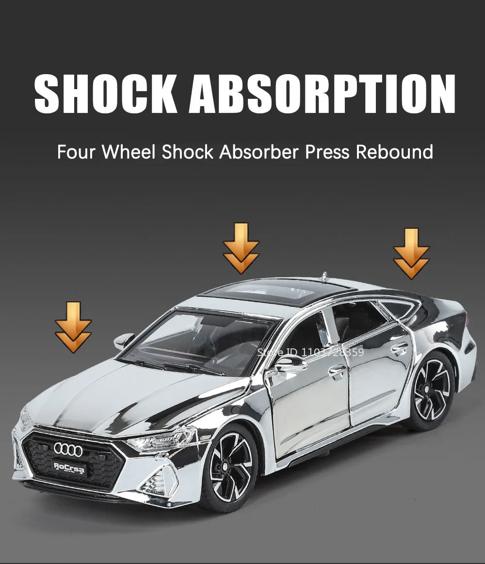 1:32 ของเล่นElectroplate RS7 รุ่นกีฬารถโลหะผสมDiecast Miniature Supercars 6 ประตูเปิดเสียงดึงกลับสําหรับของขวัญเด็ก