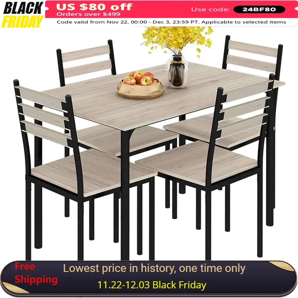 

Outdoor Tables Modern Dining Table Set for 4, 5-Piece Set,4 Chairs for Small Space Outdoor Tables