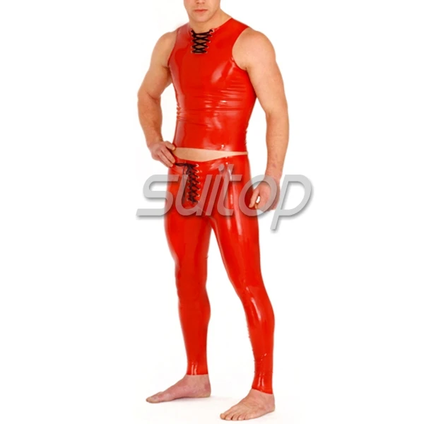 mode rode latex legging met ritssluiting