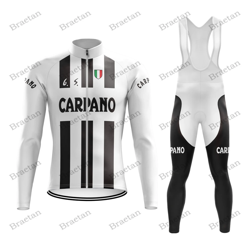 Men's Classic Black and White Vertical StriCycling Jersey, Long Sleeves Riding Pants, Thermal Fleece, No Fleece, Winter