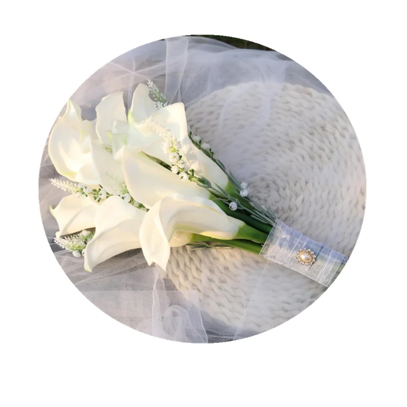 Big Calla Lily White Wedding Bouquet, Patients Flowers, Ramo Flores Ramos de quinceñera, Elegantes, Nouvel Arrivage, 8Pcs, 2022