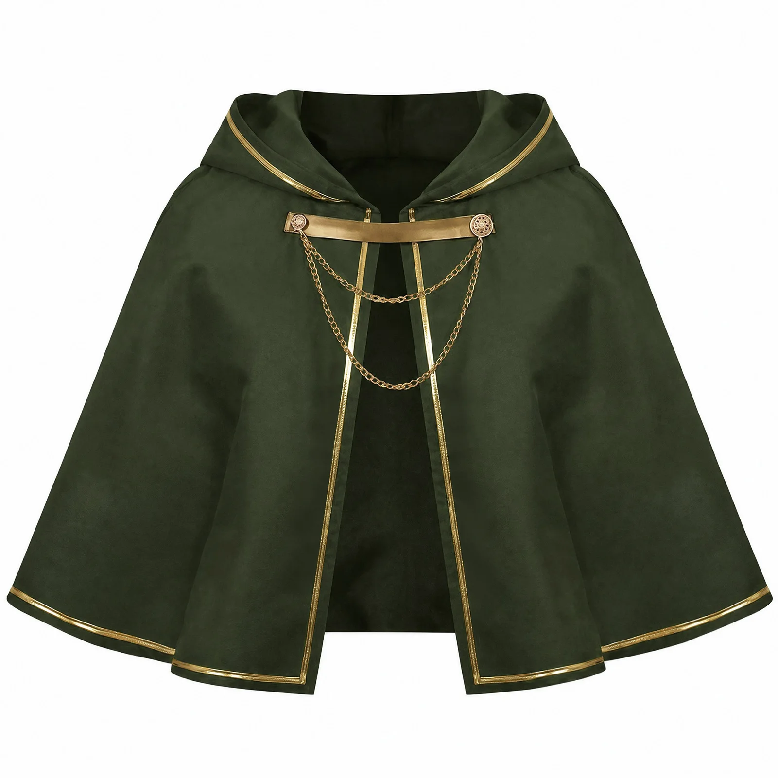 New Halloween Retro Gold-trimmed Gothic Hooded Cape Medieval Renaissance Short Cloak Anime Costume Carnival Party Cosplay Jacket view 2