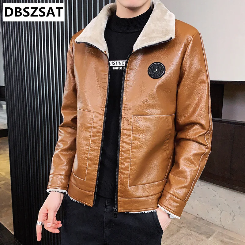 

Autumn Winter PU Leather Jacket Men Faux Leather Coat Men Wool Liner Warm Motorcycle Jacket Chaquetas Hombre Large Size M-4XL