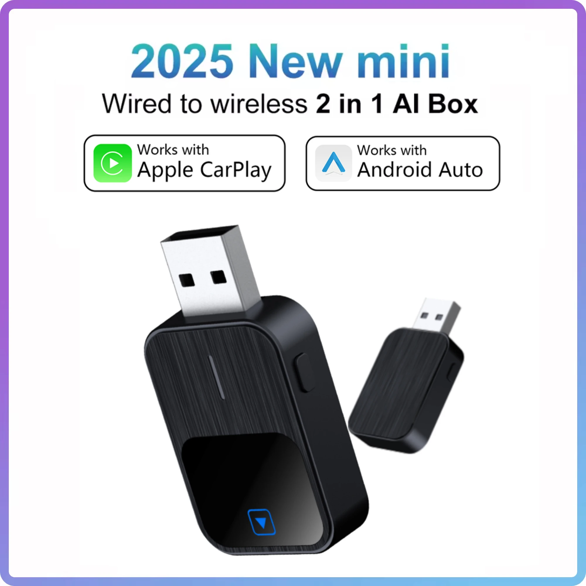 Wireless Android Auto Carplay AI Box Plug & Play USB Adapter Voice Control for OEM Wired Carplay Android Auto Car Smart Systems