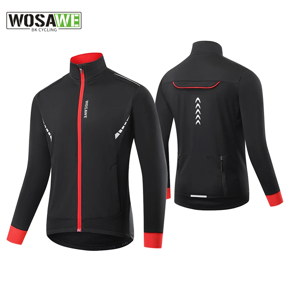 

WOSAWE Reflective Windproof Cycling Jacket Winter Thermal Fleeced lining Bicycle Jacket Clothes Outdoor Sport MTB Man Sportswear