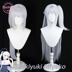 【AniHut】Tsukiyuki Miyako Two Ver Swimsuit White Cosplay Wig tails Blue Archive Heat Resistant Synthetic Hair Cosplay
