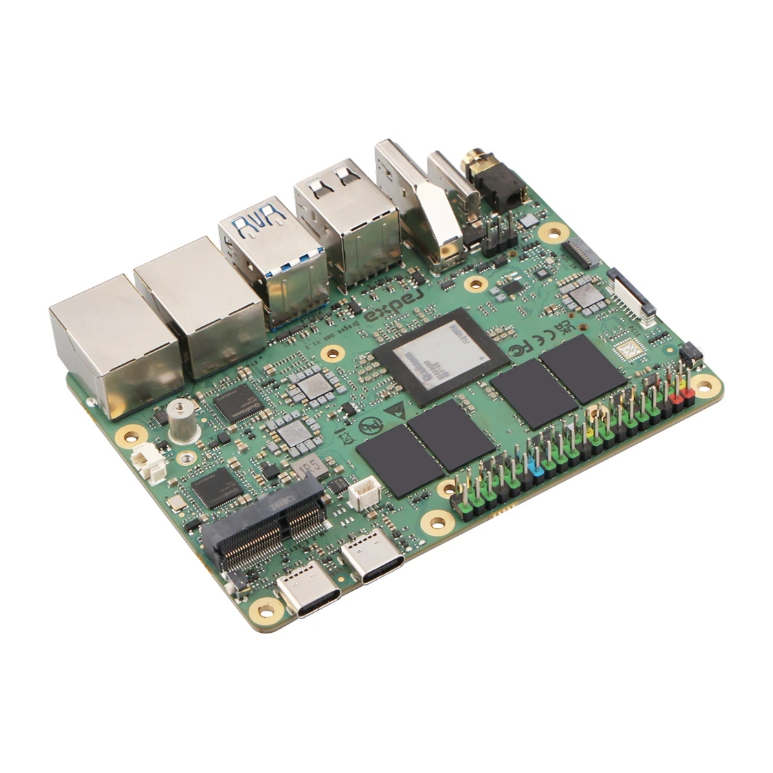 Radxa Dragon Q8B, procesor Qualcomm Snapdragon 8cx Gen 3, 29+ TOPS AI, ośmiordzeniowy procesor, wyświetlacz 4K, dwa porty 2.5GbE RJ45, dwa sloty M.2 M Key, w zestawie. — 2