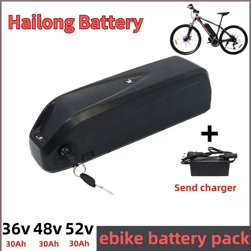 Hailong e-bike battery 36V 48V 52V 20AH Ebike Battery 18650 Cell 30A BMS 350W 500W 750W 1000W Electric Mountain Bike