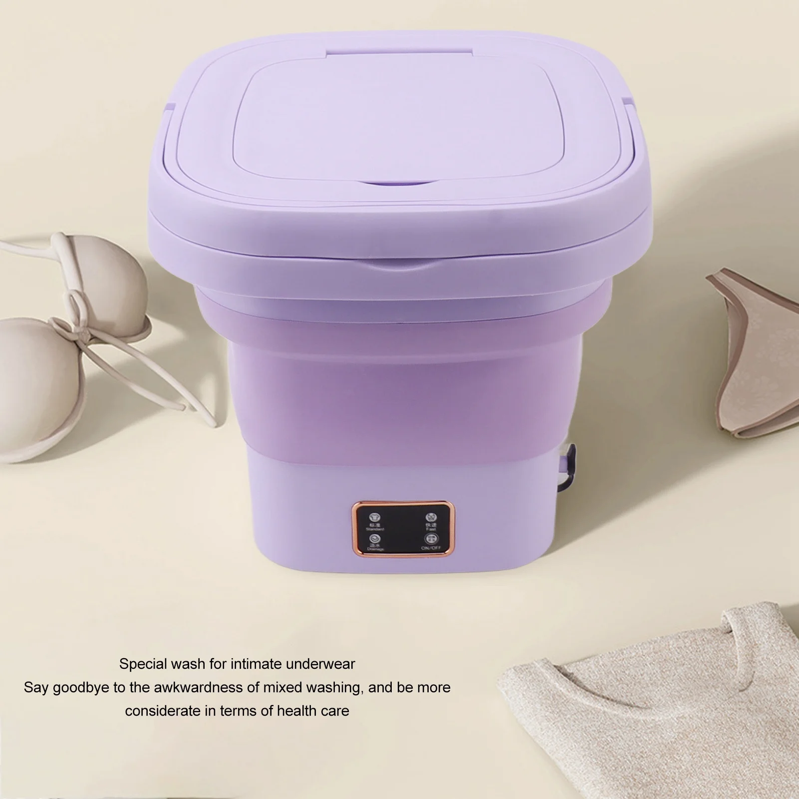9L Foldable Portable Washing Machine Automatic Small Laundry Machine Dormitory Baby Underwear Washing Compact for Easy Storage view 3