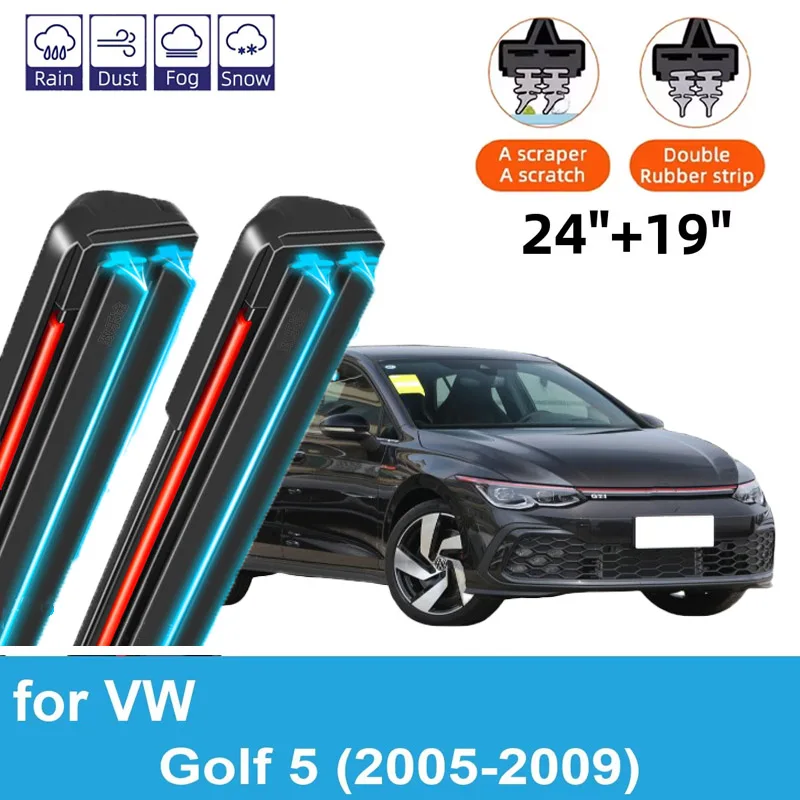 

2PCS Car Wiper Blades for 2005-2009 VW Golf 5 Front Windscreen Windshield Double Rubber Car Accessories 2005 2006 2007 2008 2009