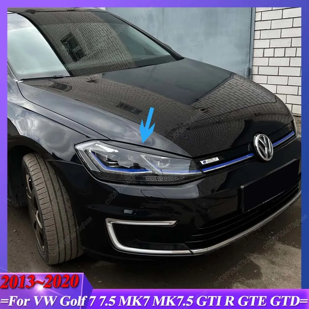

Для VW Golf 7 7,5 MK7 MK7.5 GTI R GTE GTD 2013-2020 ABS автоматическая накладка на фару, крышка для бровей, накладка на фару, украшение
