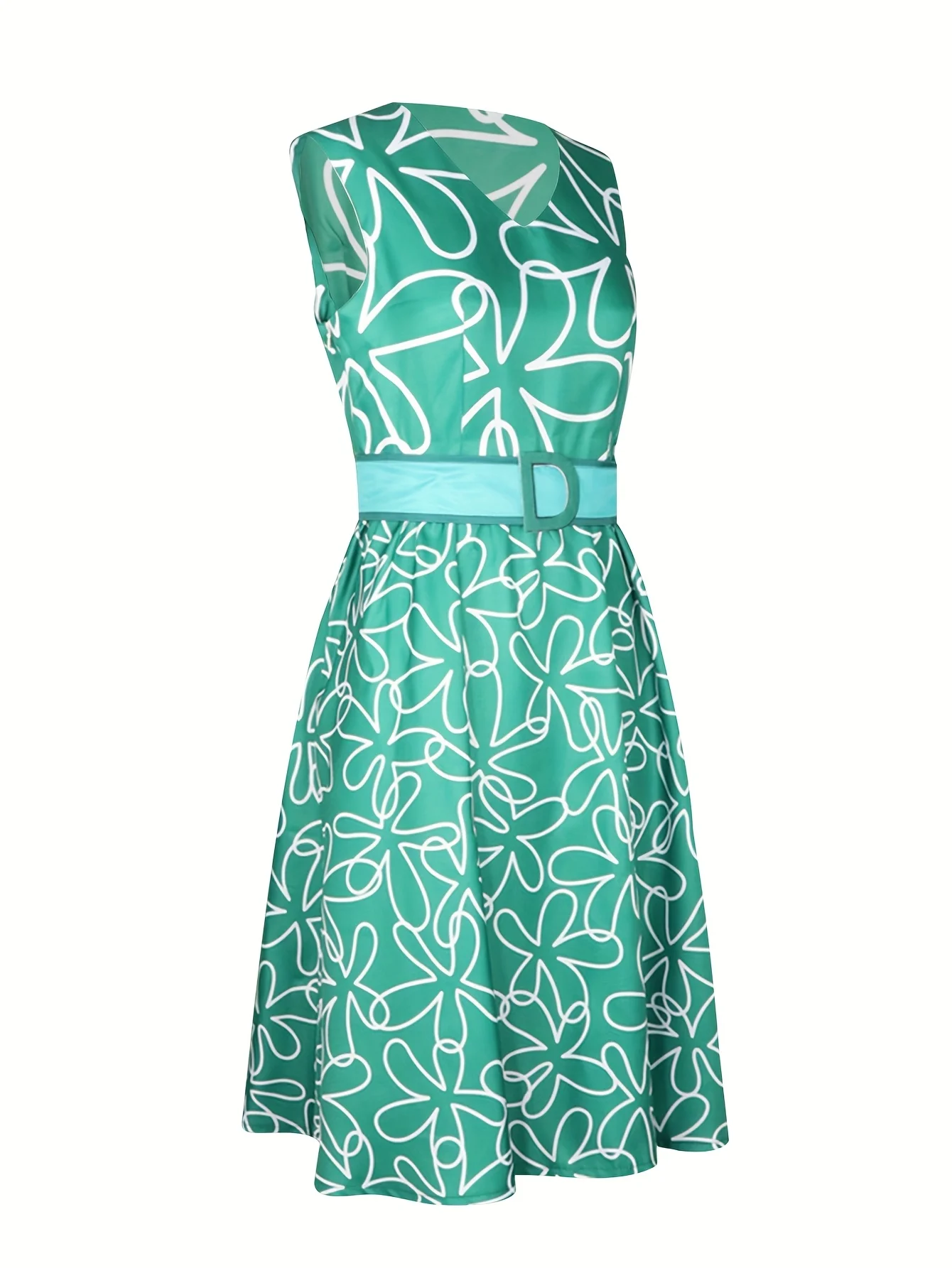 فستان أخضر القلق للبالغين يناسب نفس نمط الملابس النسائية الطازجة وغير الرسمية #4