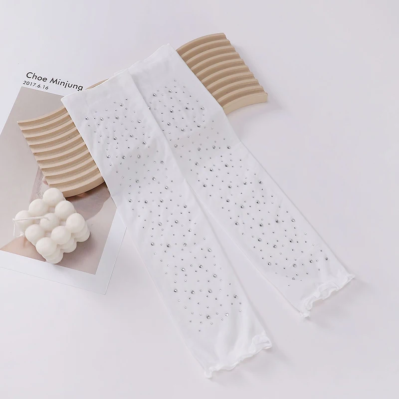 Sexy Spitze Handschuhe Latin Bühne Dance Bühne Leistung Arm Ärmeln Weibliche Mesh Flash Bohren Strass Halbe Finger Handschuhe S155