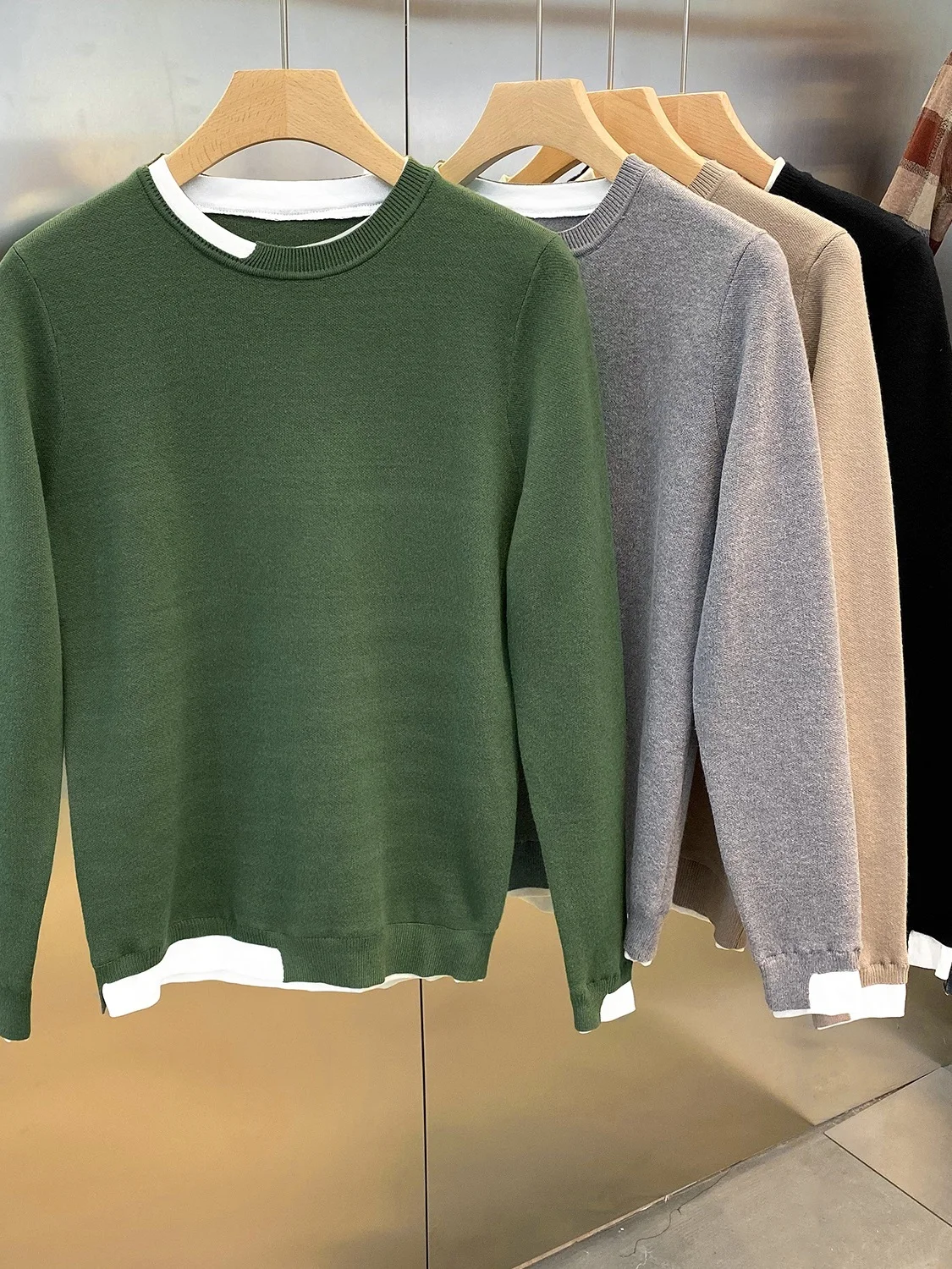 

Мужской трикотажный свитер с круглым вырезом на весну-осень, приталенный, в корейском стиле, повседневный, тонкий, базовый слой, молодежный, активный, с длинным рукавом