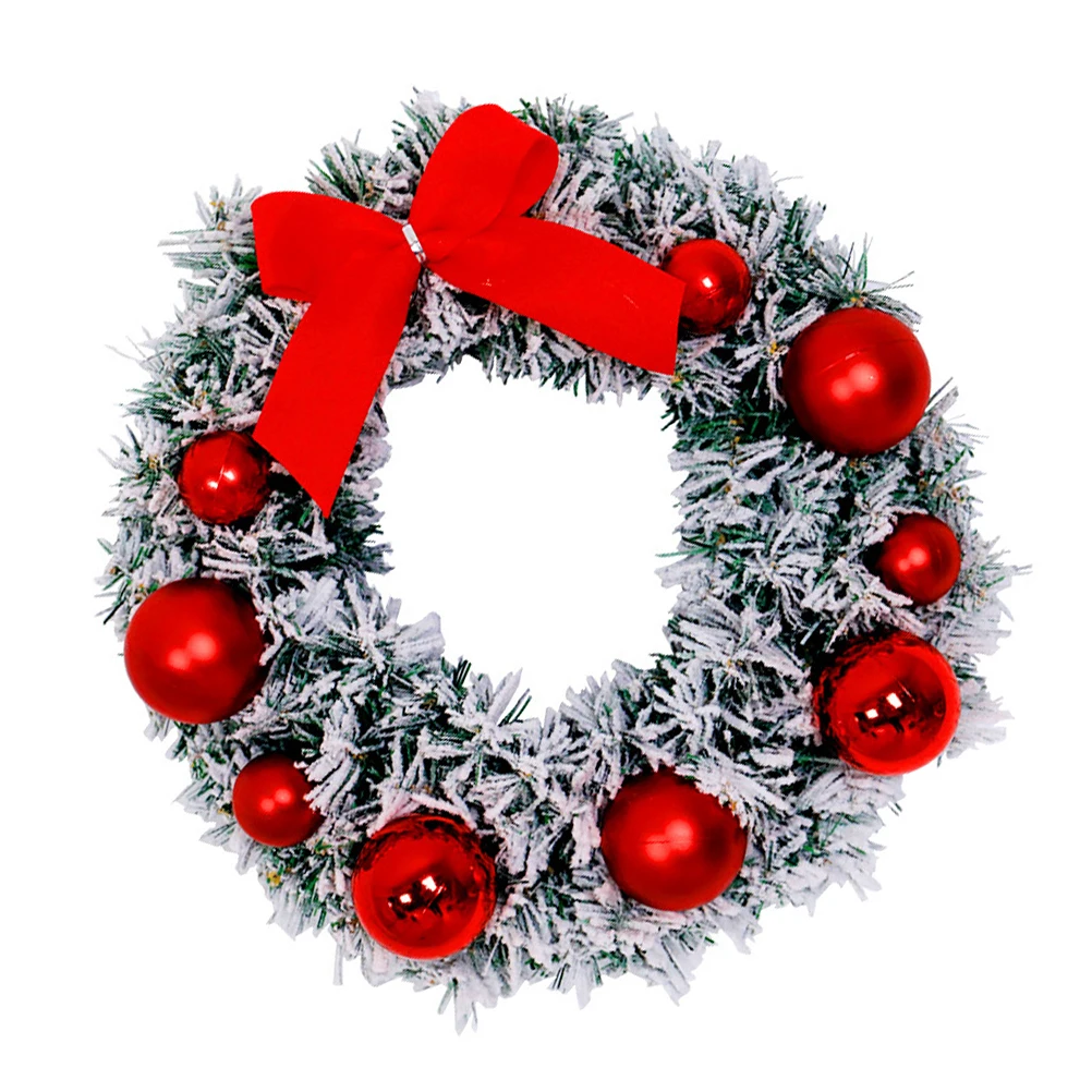 

1Pcs Festival Wreath Hanging Pendant Flocked Cedar Garland Xmas Christmas Decor for Door Wall Fireplace Portable Easy