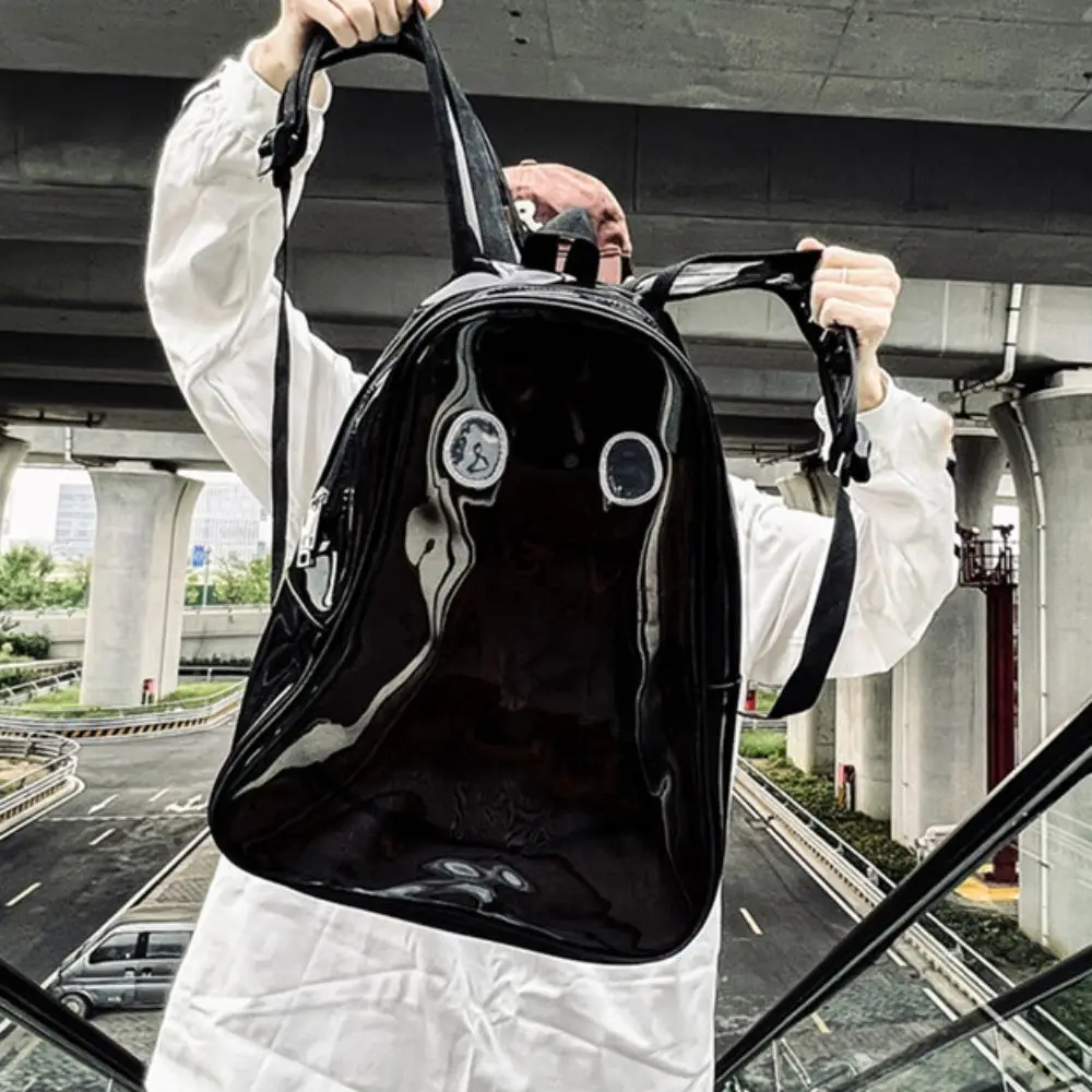 

Dots Students Transparent PVC School Bag Zipper Candy Color Halloween Ghost Clear Backpack Travel Bag Large Capacity