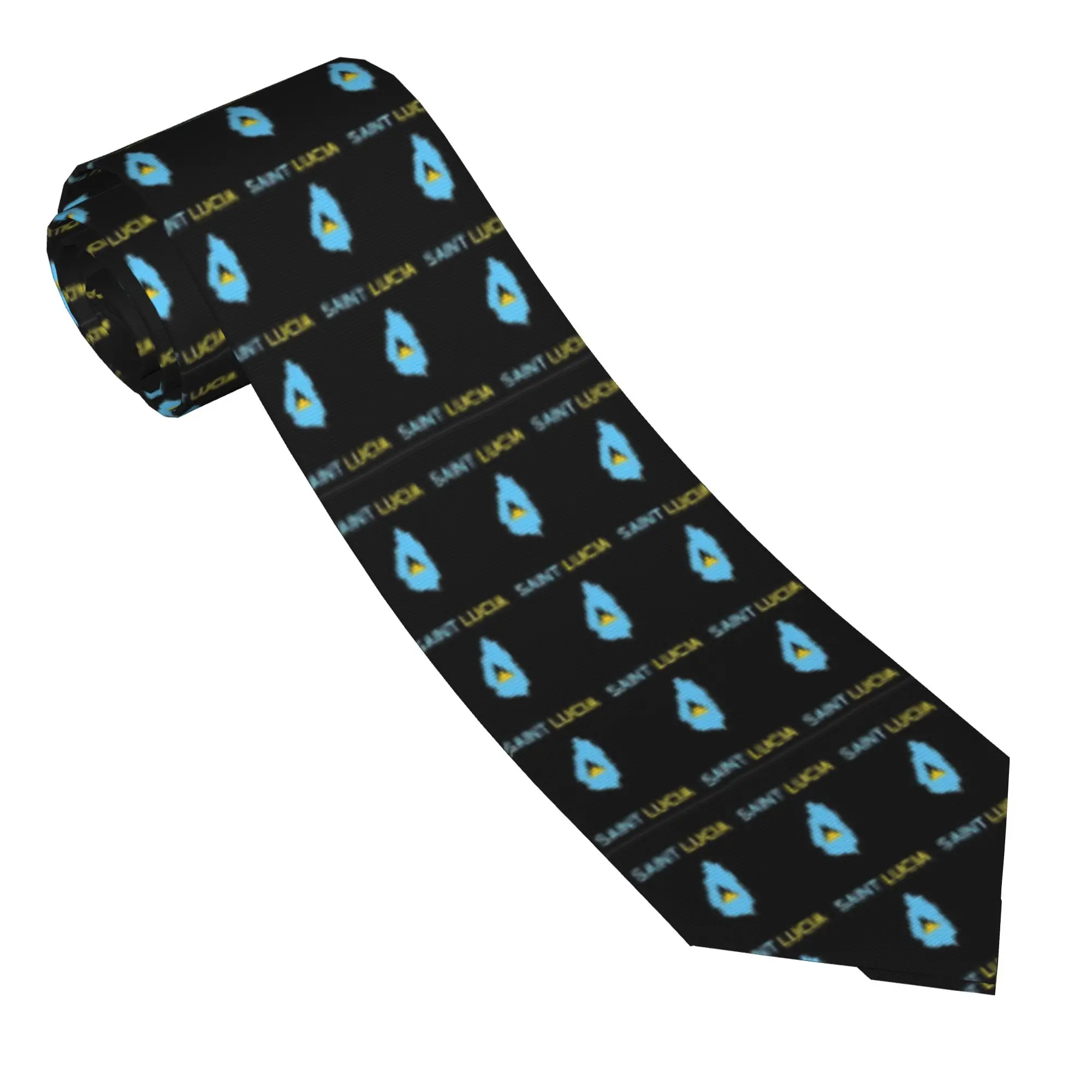

Saint Lucia Flag Tie Business Neck Ties Vintage Cool Neck Tie For Men Graphic Collar Tie Necktie Gift