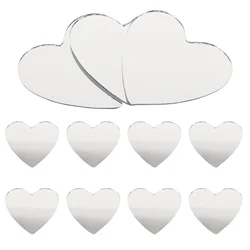 20 Pcs Heart Shaped Lenses Craft Mirrors Little Small Portable Tiles Crafts Sticker Vanity