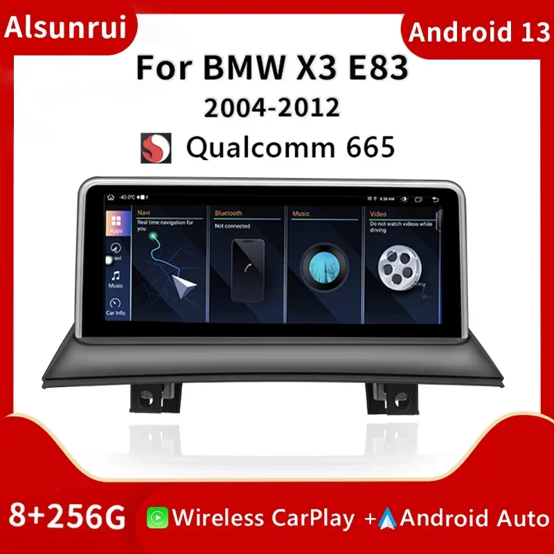 Snapdragon 665 Wireless Carplay Car Monitor 2 Din Android 13 System For BMW X3 E83 2004-2010 4G Wifi Google Play GPS Navigation