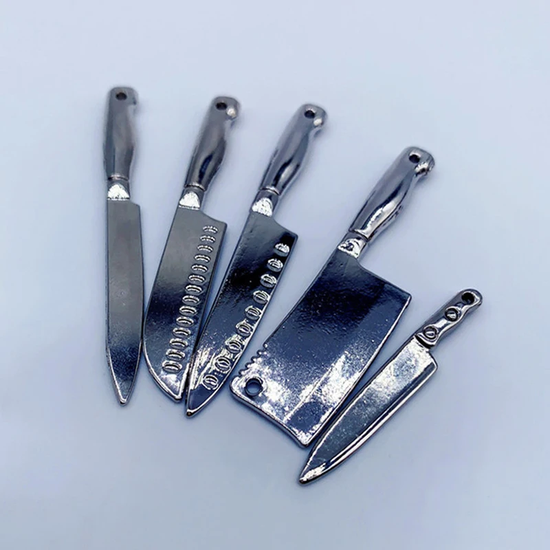 5 pçs/set casa de bonecas em miniatura ferragens modelo 1/12 mini facas casa boneca cozinha utensílios acessórios fingir jogar brinquedos