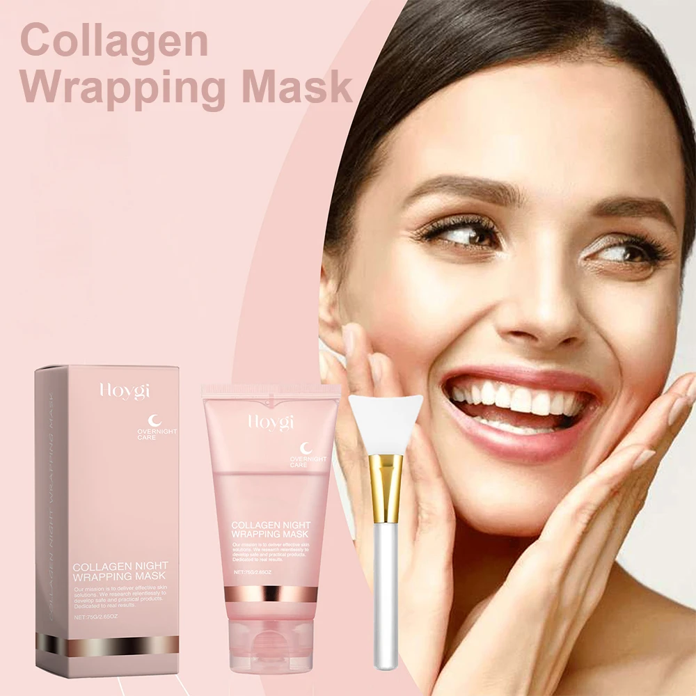 

75g Collagen Peel off Mask With Brush Pore Shrinking Blackhead Removal Oil Control Skin Rejuvenation Moisturizing Skin Care