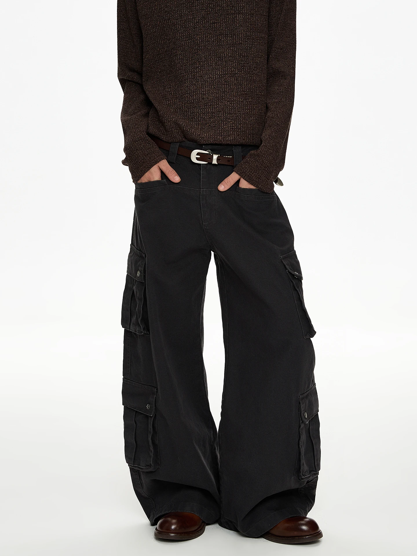 

Американские ретро-рабочие брюки с множеством карманов, прямые повседневные брюки свободного кроя с высокой талией, хлопковые джинсы