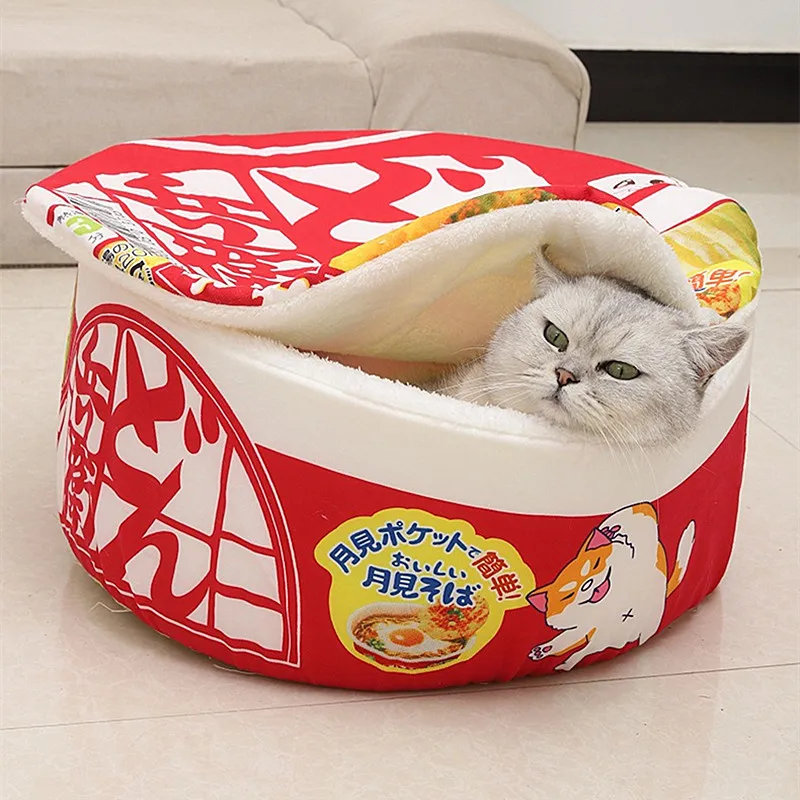 Instant Noodle Series Cat Bed, Washable and Removable Instant Noodle Bowl Dog Bed Diameter 50cm Space Pet Bed