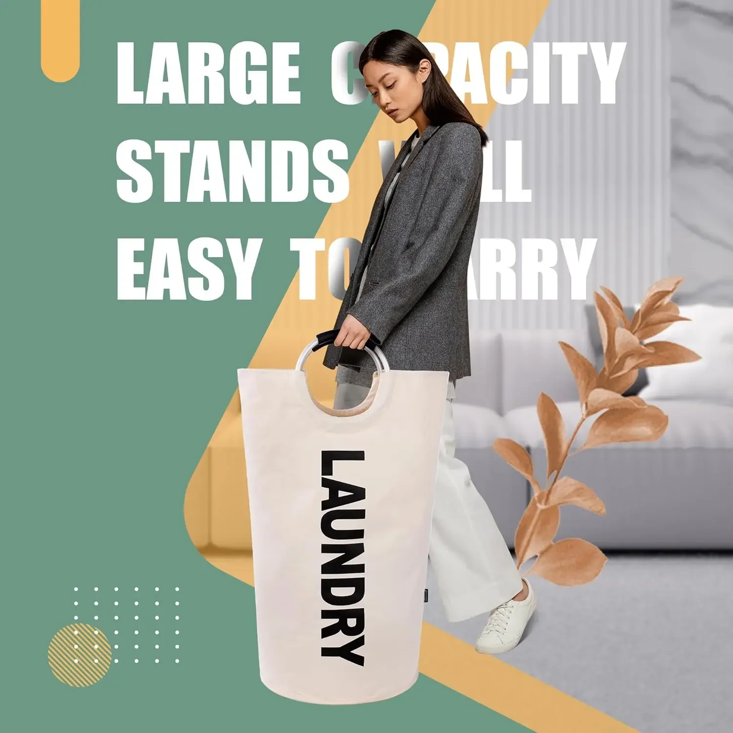 Oxford Fabric Waterproof Laundry Hamper Foldable Large Capacity Dirty Clothes Storage Bag With Handle for Bathroom Laundry Room image 4