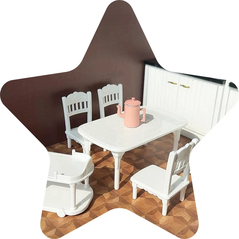 عربة طعام بلاستيكية، نموذج مصغر للطاولة والكرسي، أثاث بيت الدمى 1:12، ديكورات بيت الدمية
