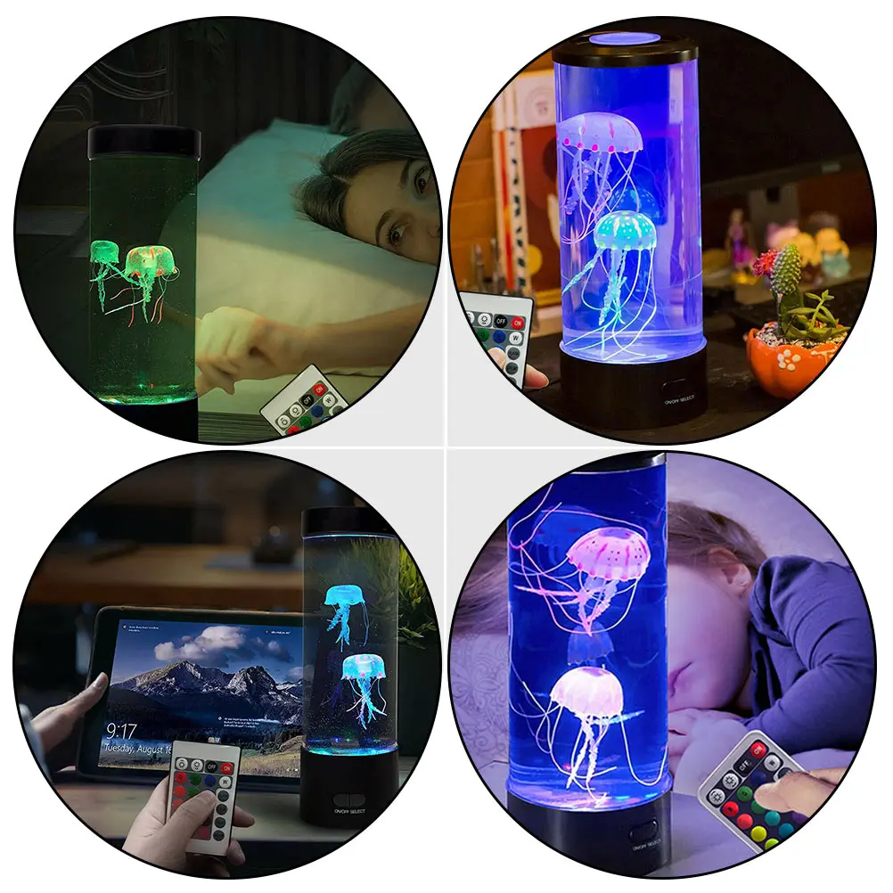

1set 1Set Usb Jellyfish Night Light Color Changing Led Creative Desktop Lamp For Bedroom Mood Light Sensory Jelly Fish Tank Lamp