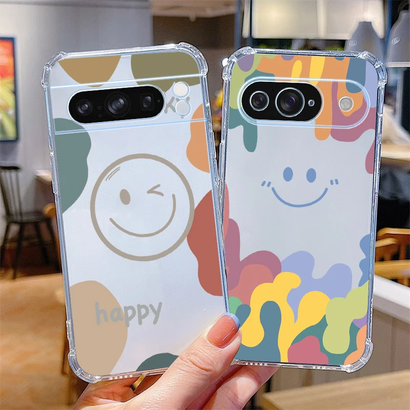 Przezroczyste etui na telefon P ixel 8 Pro Happy Expression dla Google Pixel 9 8A 8 6Pro 7A 7Pro 9Pro 8Pro 9ProXL 6A 7 6 Cover