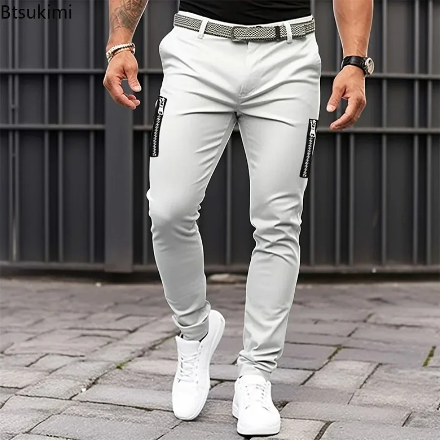 

2025 New Slim Fit Suit Men's Fit Solid Color Soft Suit Pants with Mid-rise Slant Pockets Zipper Fly Business Office for Workwear