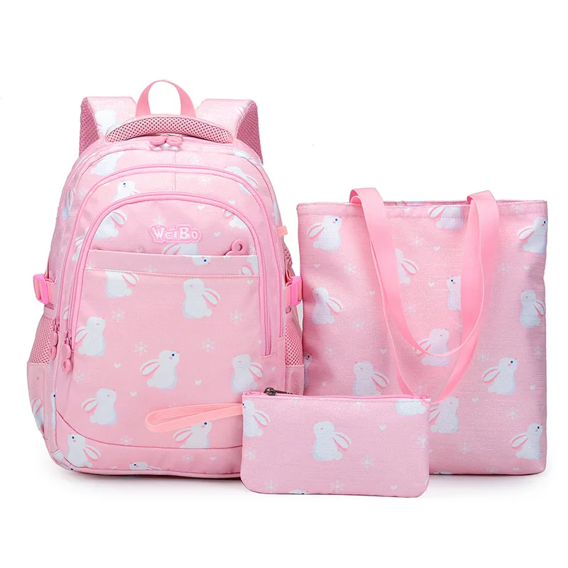 2024 New Cartoon Printing Three Piece School Bag Fashion Academy Style Backpack Single Shoulder Bag Pen Bag Lunch Bag