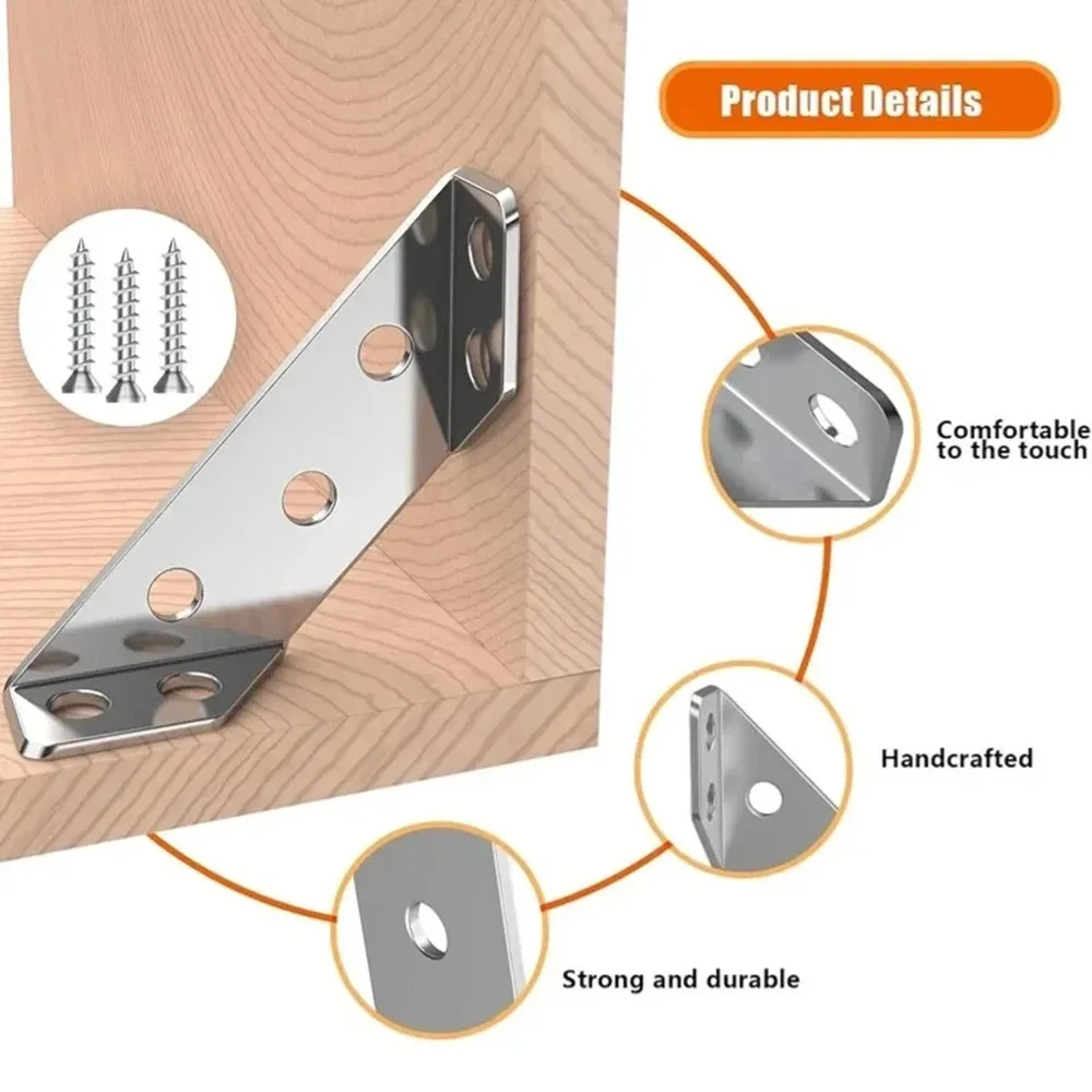 10/20/40pcs Thickened Stainless Steel Angle Code 90 Degrees Right Angle Fixed Bracket Furniture ConnectorsXXL